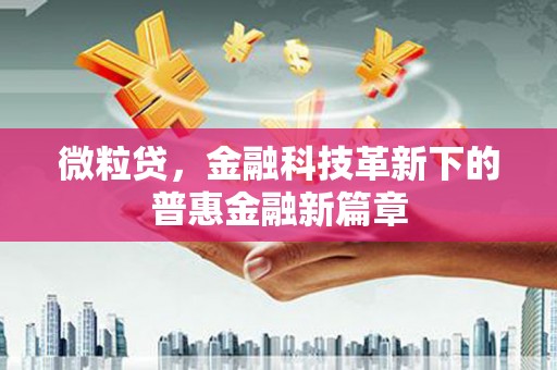 泽普微粒贷，金融科技革新下的普惠金融新篇章