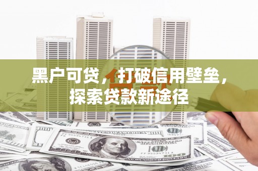 泽普黑户可贷，打破信用壁垒，探索贷款新途径