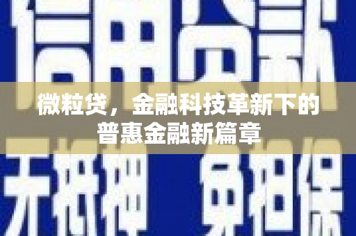 泽普微粒贷，金融科技革新下的普惠金融新篇章