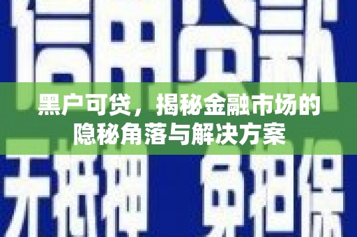 泽普黑户可贷，揭秘金融市场的隐秘角落与解决方案