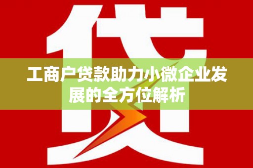 泽普工商户贷款助力小微企业发展的全方位解析
