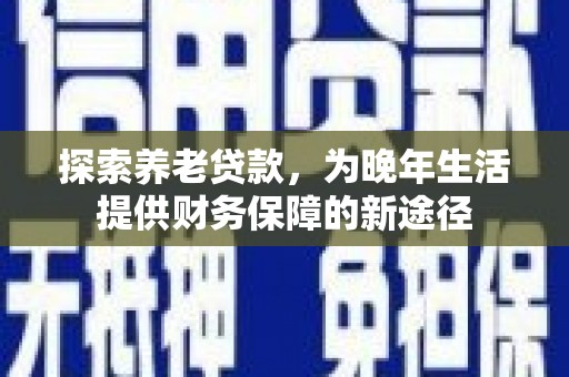 泽普探索养老贷款，为晚年生活提供财务保障的新途径